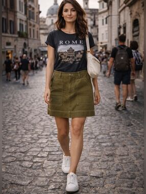 NWT Old Navy Olive Green Utility Mini Skirt Size 4 Cotton Cargo Style Y2K Preppy